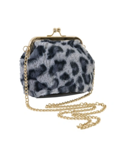 Shop Area Stars Faux Fur Bag With Kiss Lock Closure And Chain Crossbody Strap In Grey