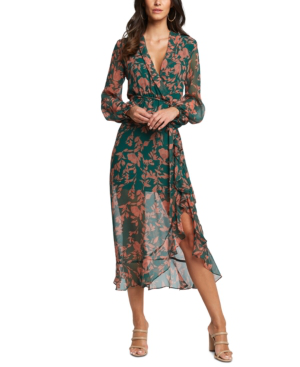 green floral chiffon dress