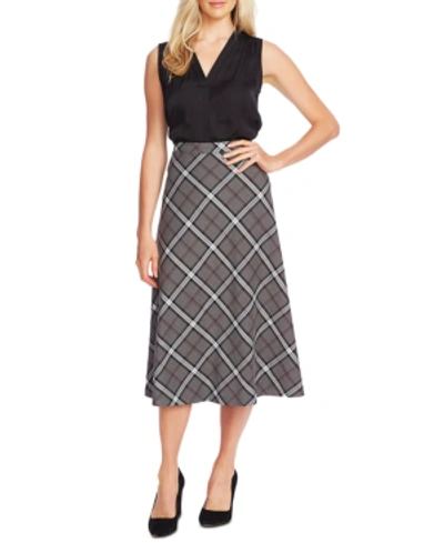 Shop Vince Camuto Plaid Midi Skirt In Medium Heather Grey