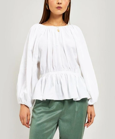 Shop Mara Hoffman Maud Bell-sleeve Blouse In White