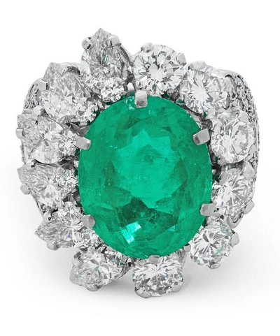 Shop Kojis White Gold Colombian Emerald And Diamond Ring