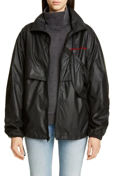Shop Alexander Wang Chynatown Faux Leather Track Jacket In Black