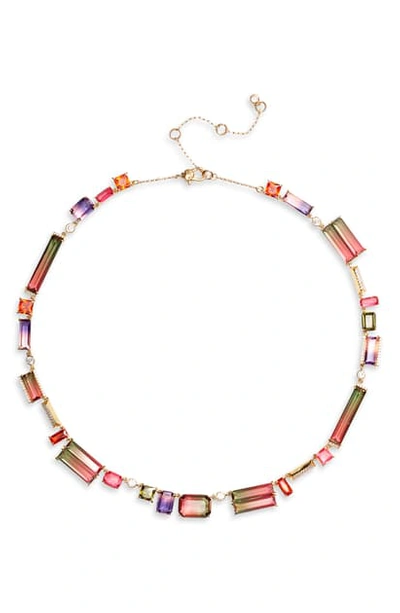 Shop Kate Spade Geo Gems Collar Necklace In Pink Multi