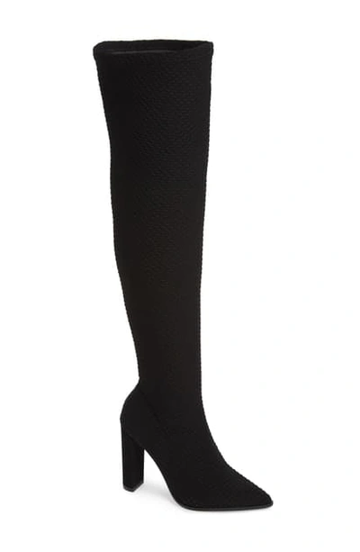 Shop Alias Mae Blade Mesh Over The Knee Boot In Black Stretch Fabric