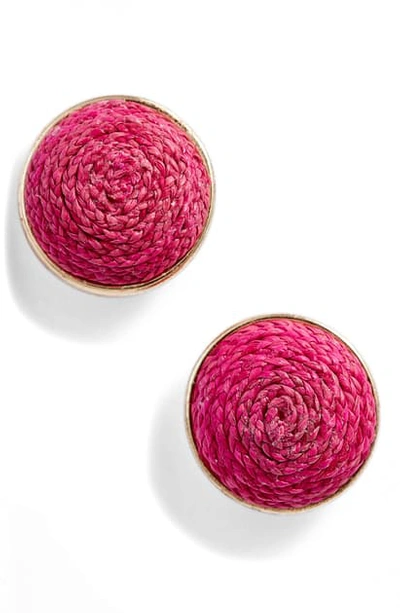 Shop Akola Raffia Stud Earrings In Pink