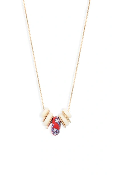 Shop Akola Glass & Bone Charm Necklace In Red