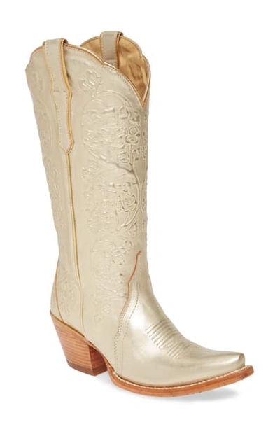 Shop Ariat Platinum Western Boot In Gold Brushed