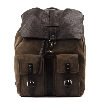 Shop Eleventy Taupe Calf Leather Backpack In Black