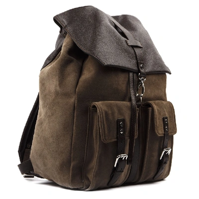 Shop Eleventy Taupe Calf Leather Backpack In Black