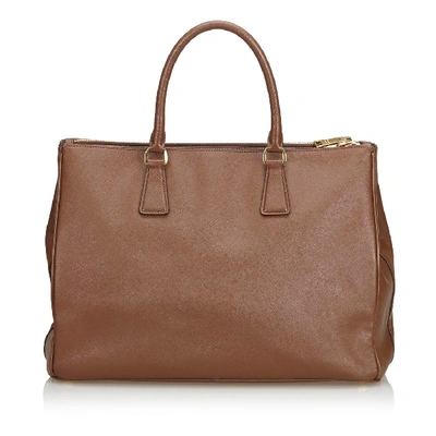 Shop Prada Saffiano Leather Galleria Handbag In Brown