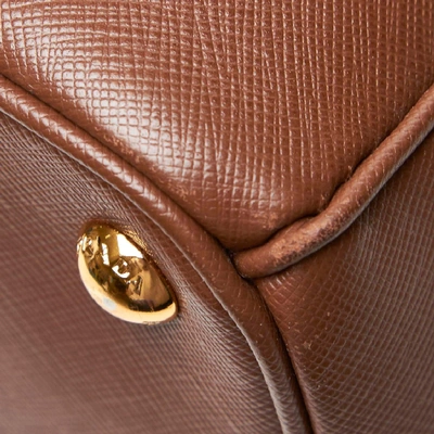 Shop Prada Saffiano Leather Galleria Handbag In Brown