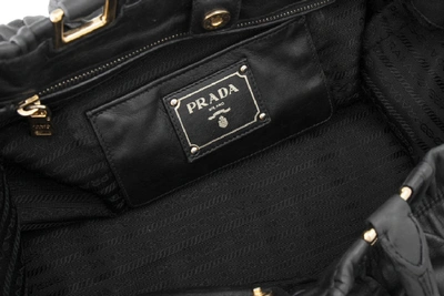 Shop Prada Gathered Leather Satchel In Black