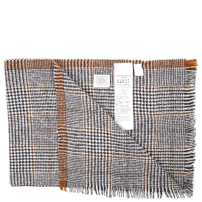 Shop Eleventy Grey And Beige Wool Scarf In White
