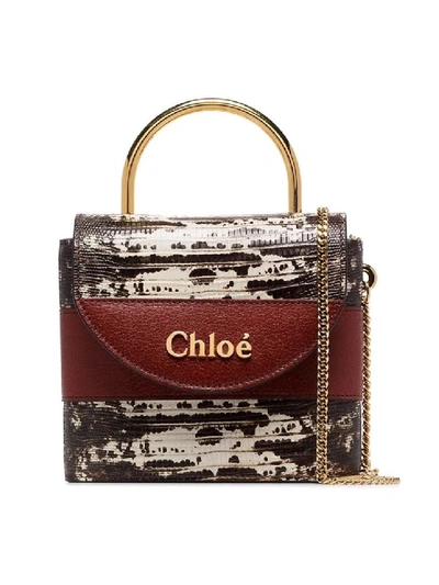 Shop Chloé Brown Women's Aby Lizard Effect Small Padlock Handbag In Black