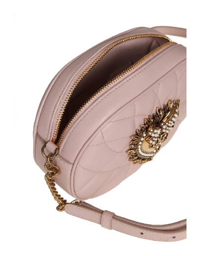 Shop Dolce & Gabbana Shoulder Bag Devotion In Nappa Matelassé In Pink