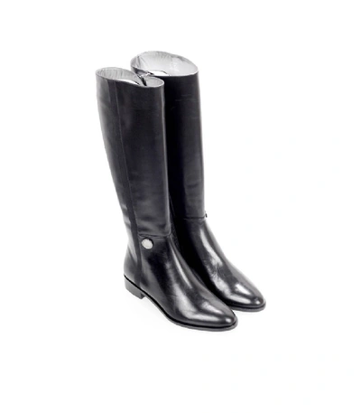Shop Emporio Armani Black Leather High Boot