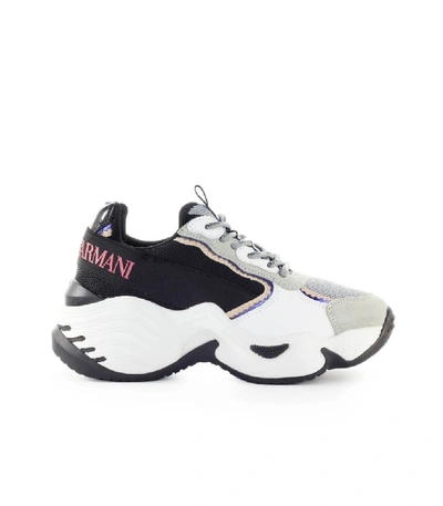 Shop Emporio Armani Blue Grey White Chunky Sneaker