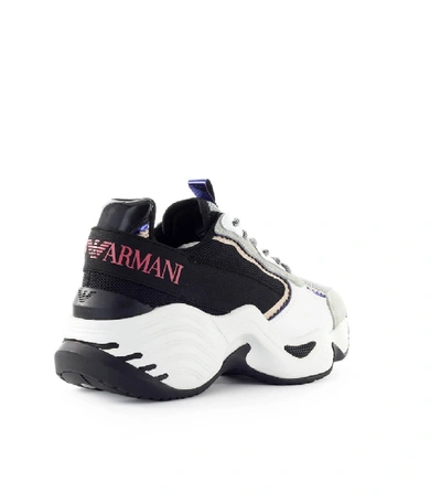 Shop Emporio Armani Blue Grey White Chunky Sneaker