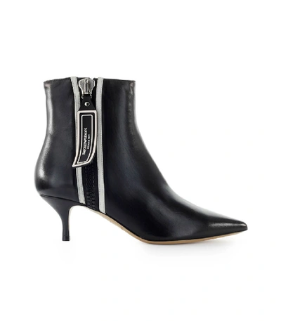 Shop Emporio Armani Black Nappa Leather White Logo Ankle Boot