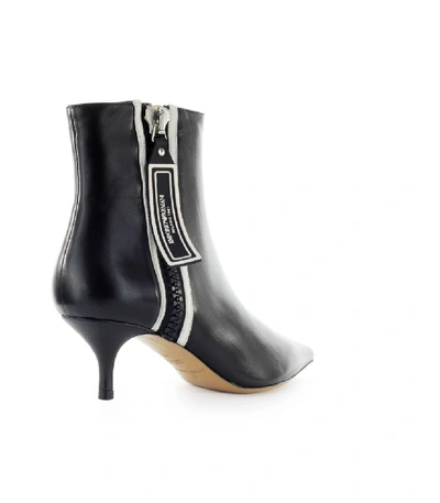Shop Emporio Armani Black Nappa Leather White Logo Ankle Boot