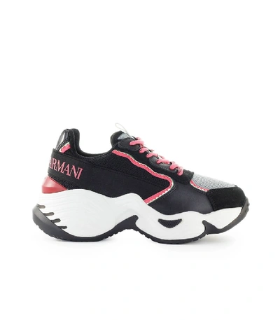 Shop Emporio Armani Black Grey Pink Chunky Sneaker