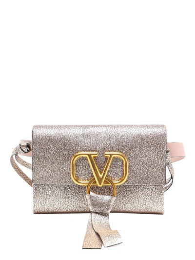 Shop Valentino Vring Metallic Belt Bag In Neutrals