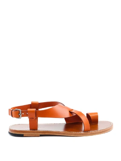Shop Bottega Veneta Leather Toe-ring Sandals In Orange