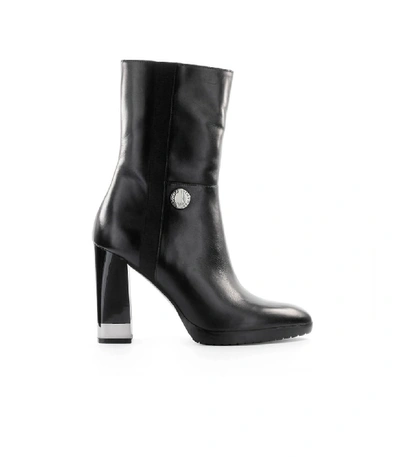 Shop Emporio Armani Black Leather Ankle Boot