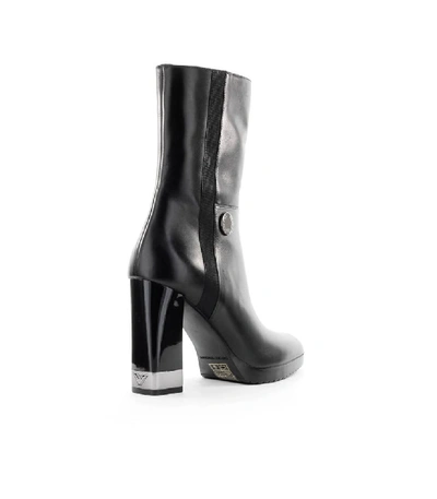 Shop Emporio Armani Black Leather Ankle Boot