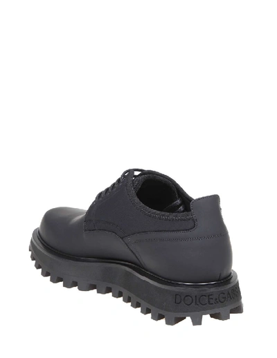 Shop Dolce & Gabbana Lace-up In Black Leather In Grey