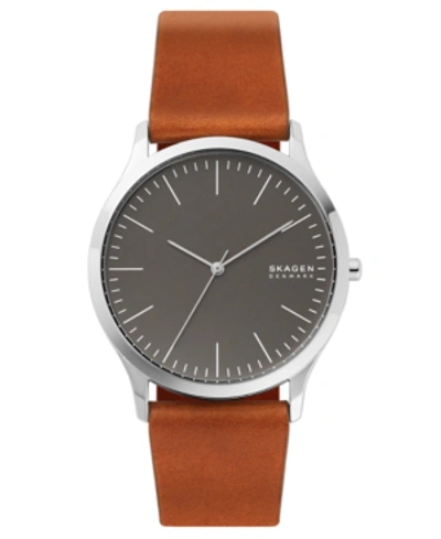 Shop Skagen Men's Jorn Brown Leather Strap Watch 41mm
