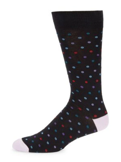 Shop Saks Fifth Avenue Men's Collection Multicolor Dot Socks In Black