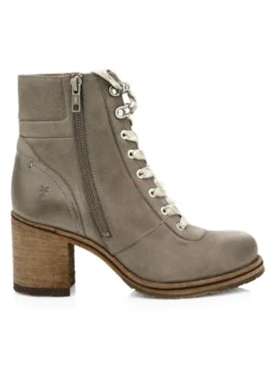 Shop Frye Karen Shearling & Leather Hiking Boots In Warm Grey