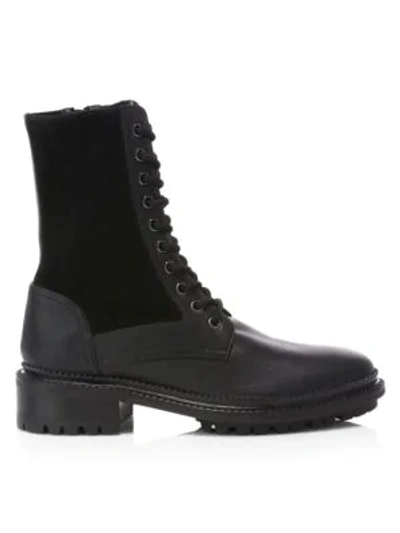 Shop Aquatalia Women's Orianna Leather & Suede Combat Boots In Black