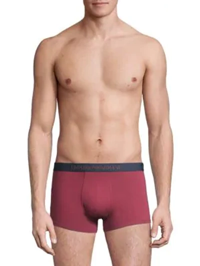 Shop Emporio Armani 3-pack Cotton Trunks In Red