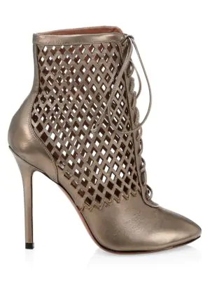 metallic leather booties