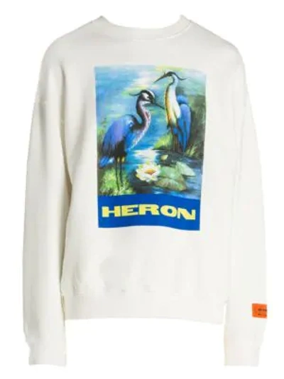 Shop Heron Preston Permanent Logo Cotton Sweatshirt In Off White