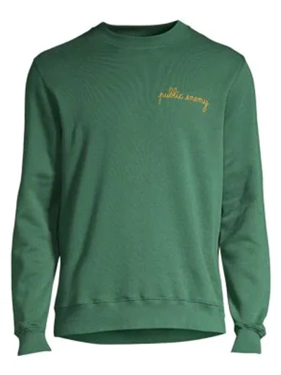 Shop Maison Labiche Public Enemy Cotton Sweatshirt In Green Golf