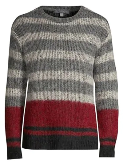 Shop John Varvatos Multicolor Stripe Alpaca-blend Knit Sweater In Grey Heather