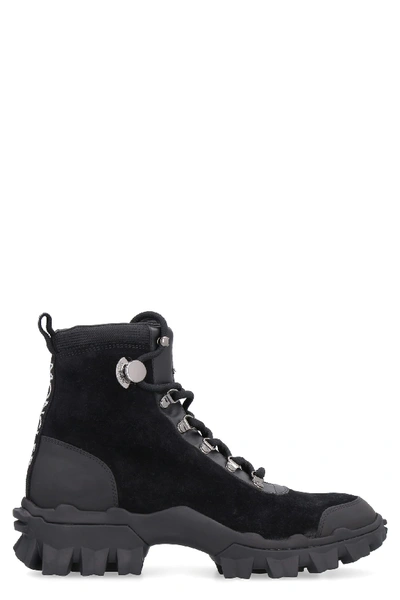 Shop Moncler Helis Sude Lace-up Boots In Black