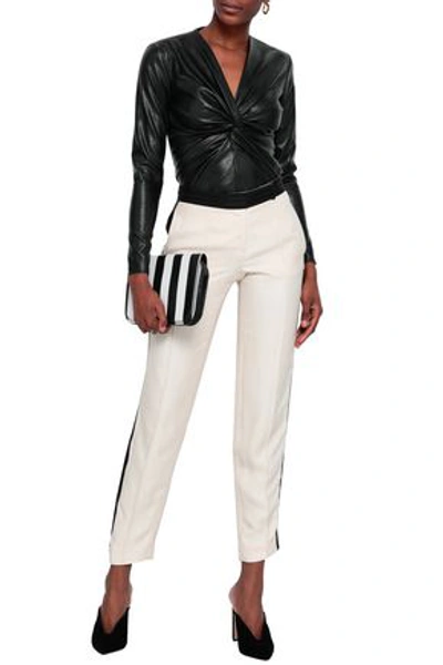 Shop Stella Mccartney Woman Twist-front Faux Leather Bodysuit Black