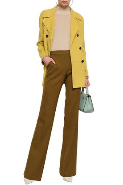 Shop Valentino Woman Double-breasted Wool And Cashmere-blend Coat Chartreuse