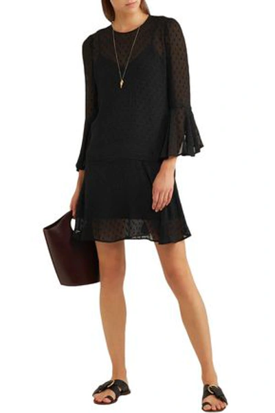 Shop Veronica Beard Emerson Fil Coupé Silk-blend Mini Dress In Black