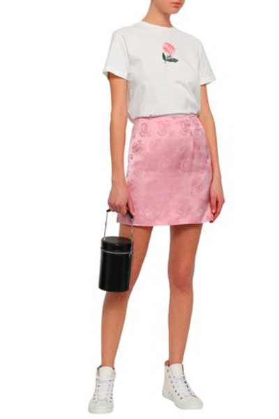 Shop Alexa Chung Satin-jacquard Mini Skirt In Baby Pink