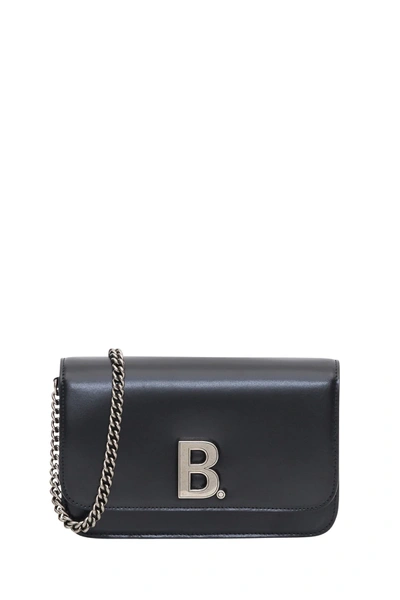 Shop Balenciaga B Wallet On Chain Bag In Nero