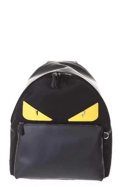 Shop Fendi Bag Bugs Black & Yellow Leather & Nylon Backpack