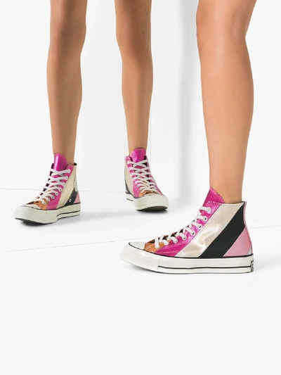 Shop Converse Pink Chuck 70 Striped High Top Sneakers In Multicolour