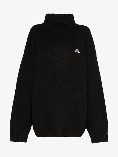 Shop Ader Error High Neck Oversized Sweatshirt In Black