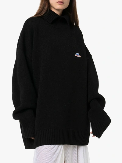 Shop Ader Error High Neck Oversized Sweatshirt In Black