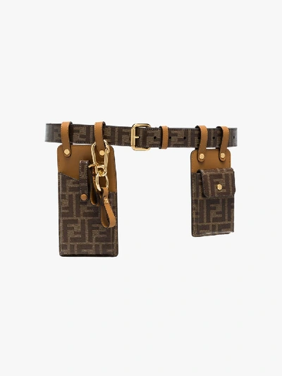 Shop Fendi Brown Ff Logo Utility Belt Bag